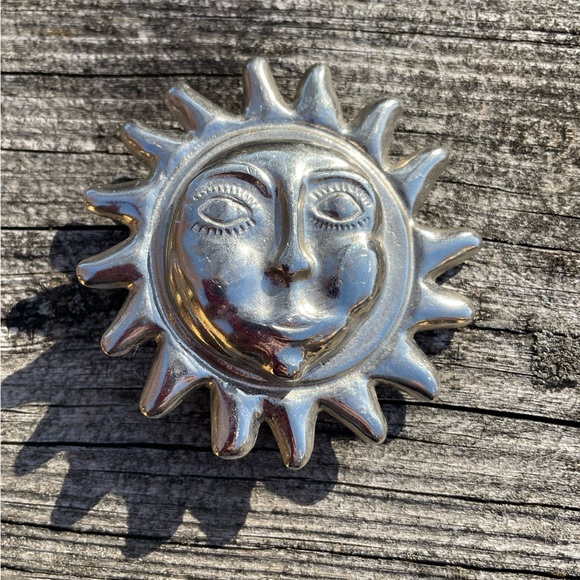 Vintage Chrome Finish Mr. Sunshine Belt Buckle Fits 1.5” Belt - Picture 3 of 4